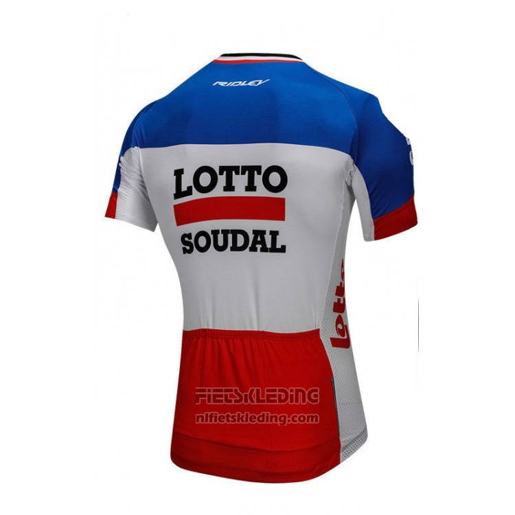 2018 Fietskleding Lotto Soudal Blauw en Rood Korte Mouwen en Koersbroek